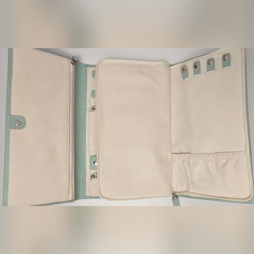 Mint Green Travel Jewelry Organizer Clutch Case with Zipper & Snap Closures - Picture 8 of 10